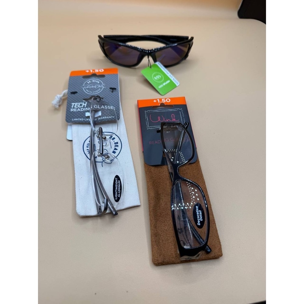 Lot of 3  ICU Eyewear Tech Reading Glasses/Wink Reading‎ Glasses/ SC Sunglasses
